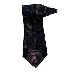 D’em Crazy Grizzly Bears Black Bears Animals Vintage Novelty Necktie